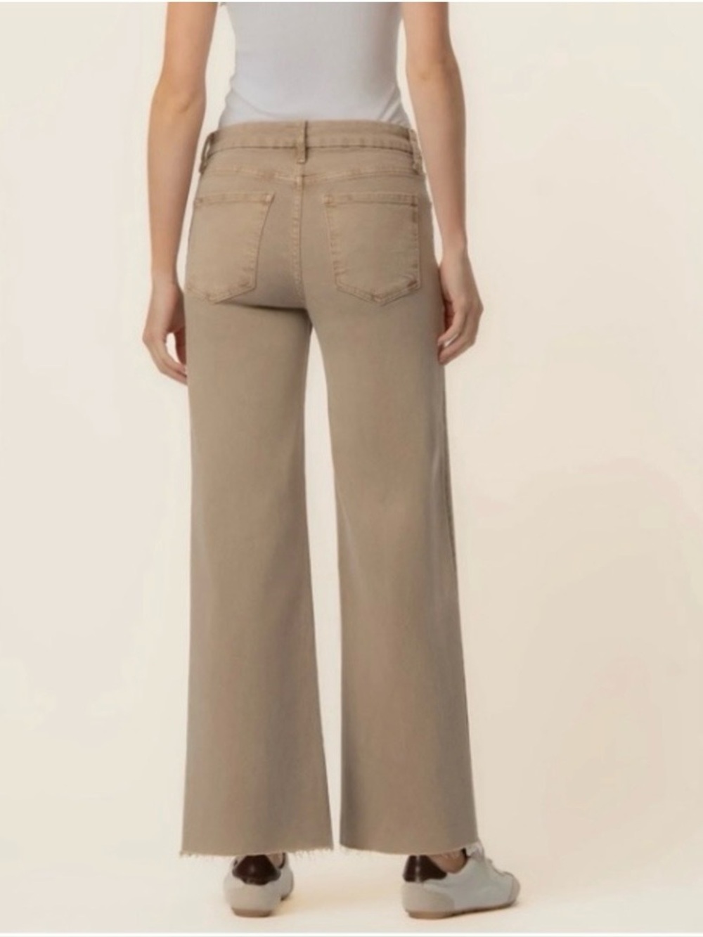 Kut from the Kloth Meg Fab Ab Wide Leg Jeans Raw Hem in Ecru 14P